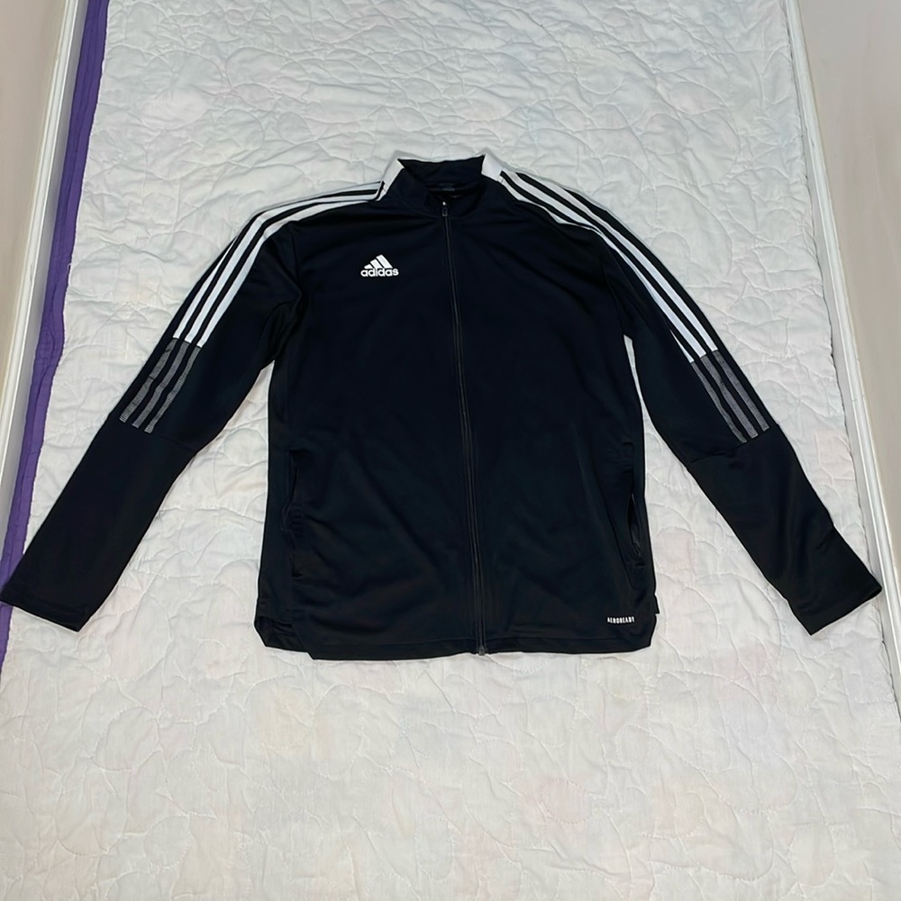 Men’s Adidas Black Zip Up Track Performance Jacket Large
